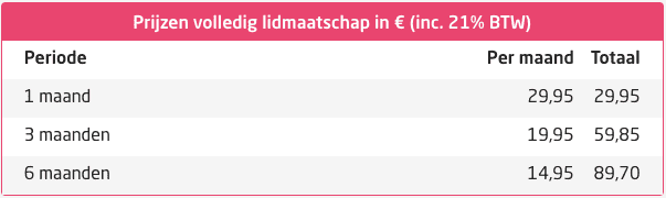 Prijzen 50PlusMatch