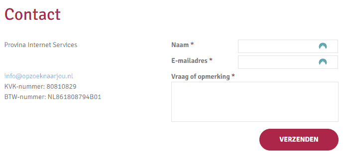 Contactpagina screenshot