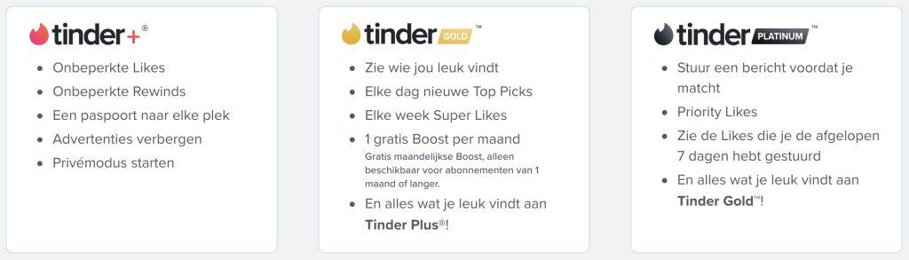 Tinder Lidmaatschappen