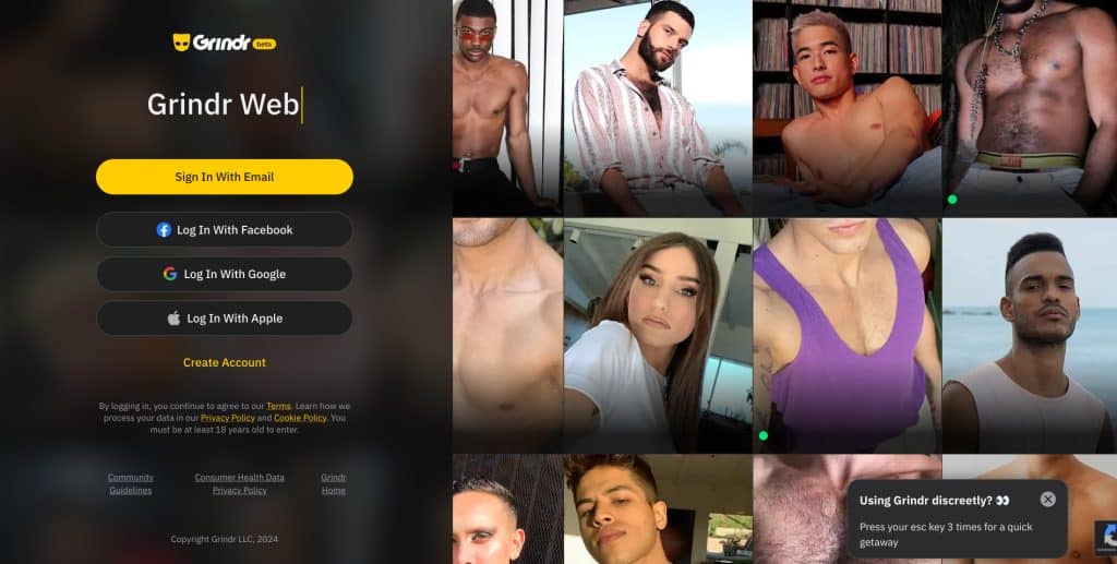 Grindr Web Screenshot