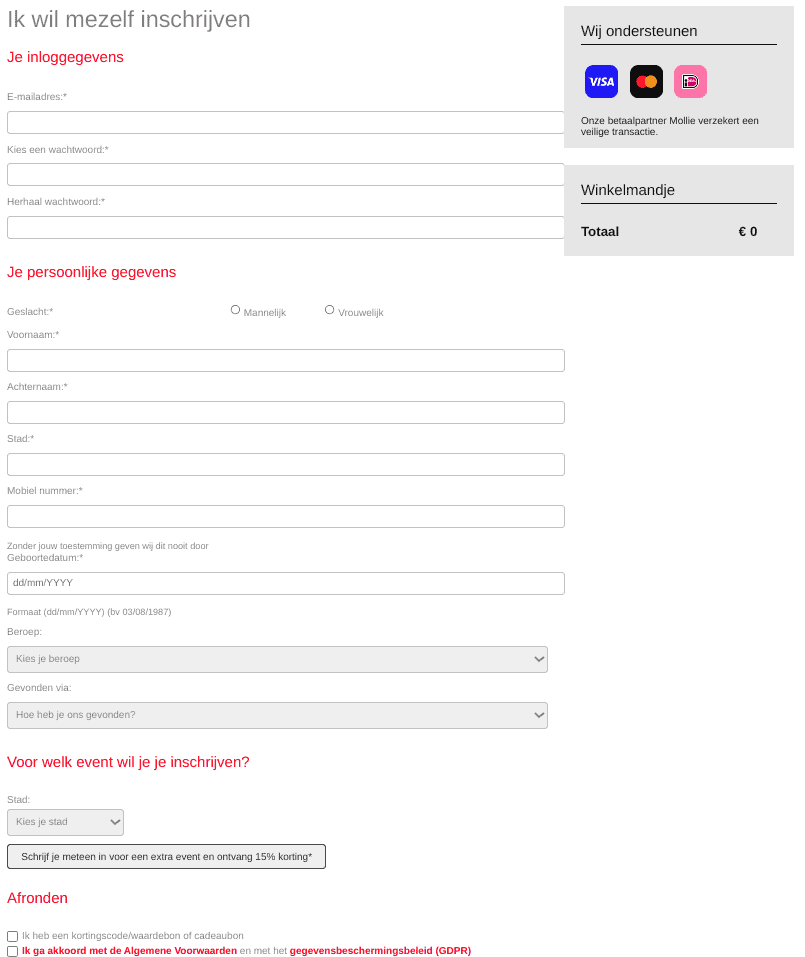 Speeddaten.nl - Inschrijven