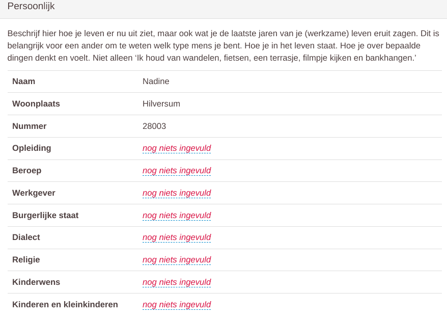 Profiel invullen