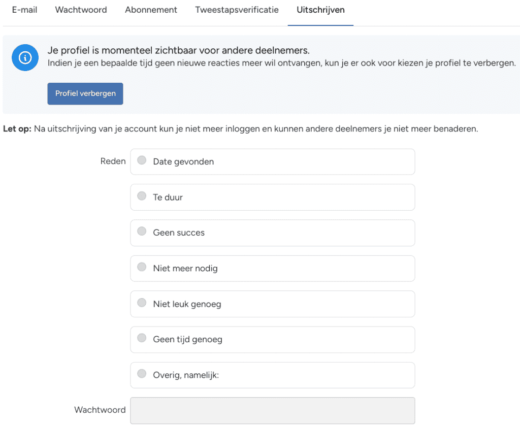 Alleenstaande Papas account verwijderen