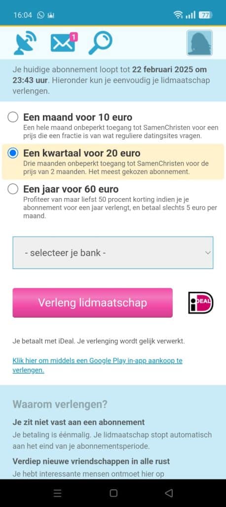 SamenChristen - Lidmaatschap kosten