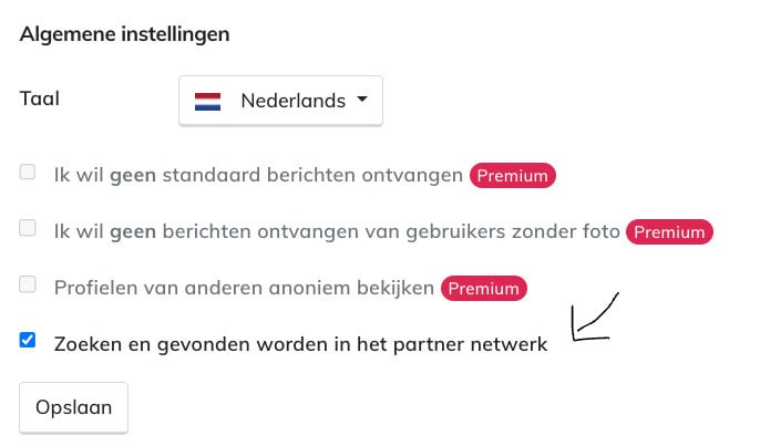 Partnersites optie uitschakelen
