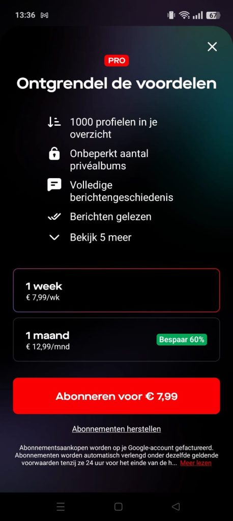 Scruff - Pro lidmaatschap